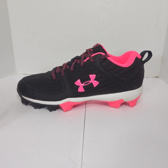 Under Armour Black and Pink Cleats Womens Sz 5.5Y Baseboll - Picture 6 of 12